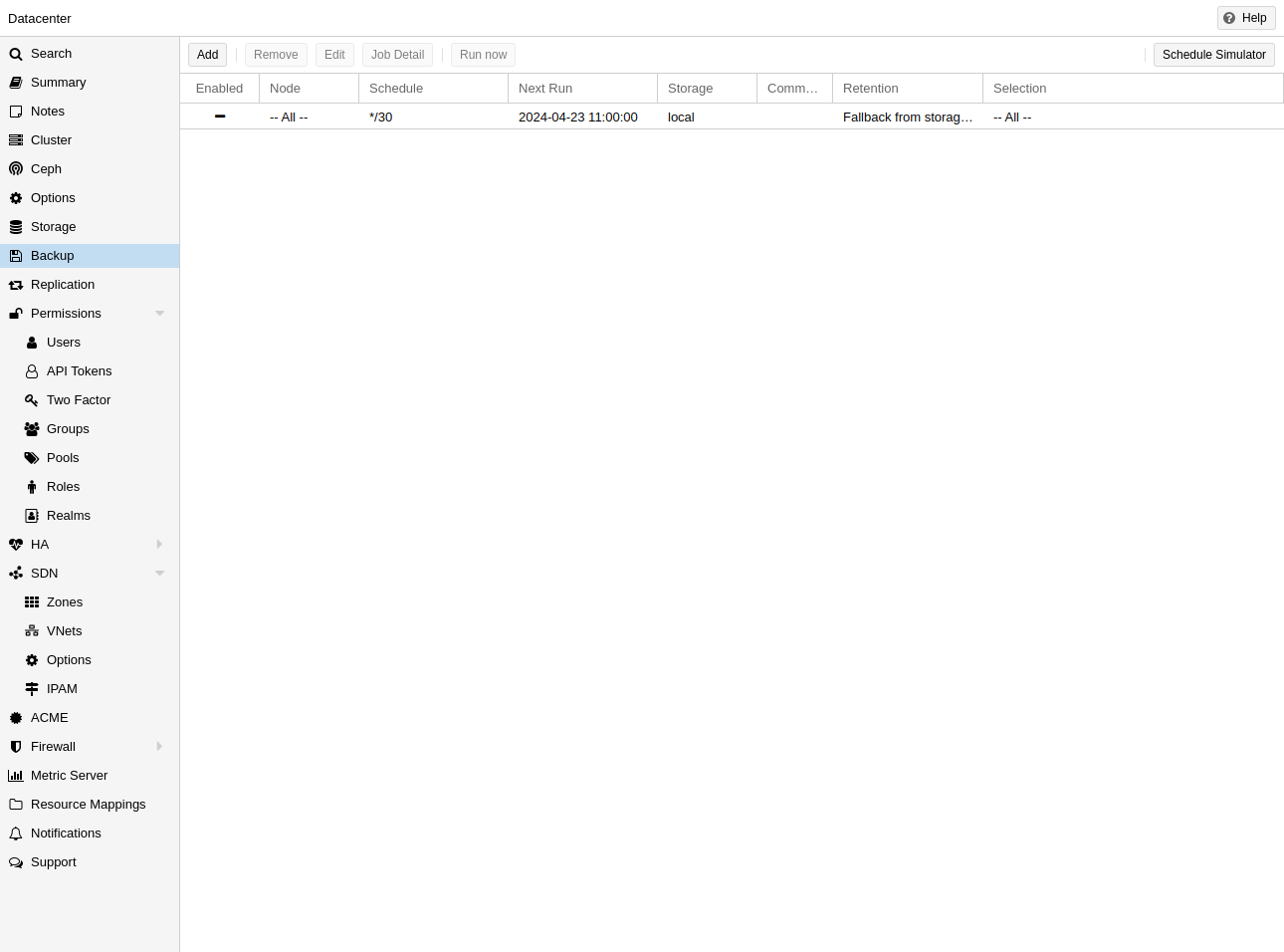 Proxmox backup overview
