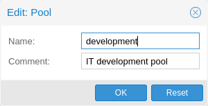 Pool create dialog